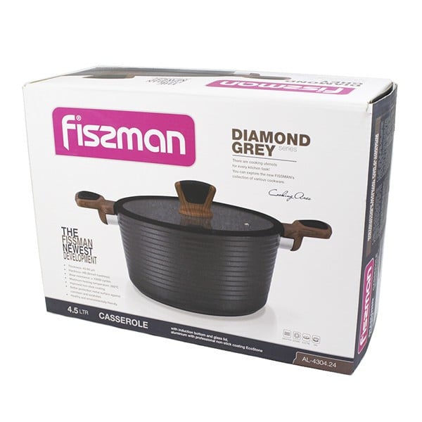 Каструля Fissman Diamond Grey з кришкою 4,5 л (AL-4304.24) - фото 5