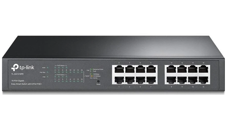 Комутатор TP-Link TL-SG1016PE 16xGE/8xPoE+ 124.4 Вт EasySmart 13" 1U (2979394197)