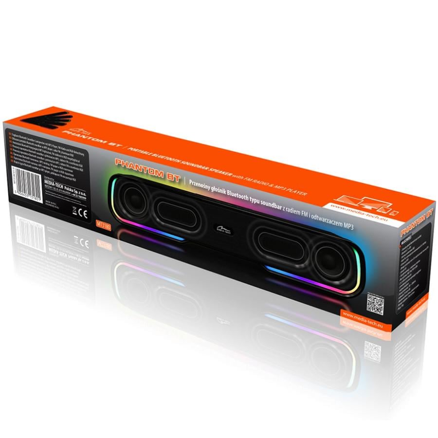 Колонка комп'ютерна колонка Media-Tech PHANTOM 10W 2.0 Bluetooth Soundbar LED Light Black (MT3180) - фото 5