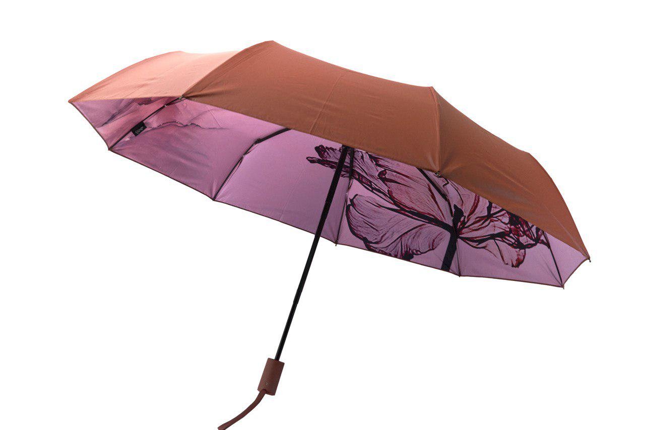 Парасолька автоматична жіноча Unique з квітами 9 спиць Коричневий (3009) - фото 1 Парасолька автоматична жіноча Unique з квітами 9 спиць Коричневий (3009) - фото 1