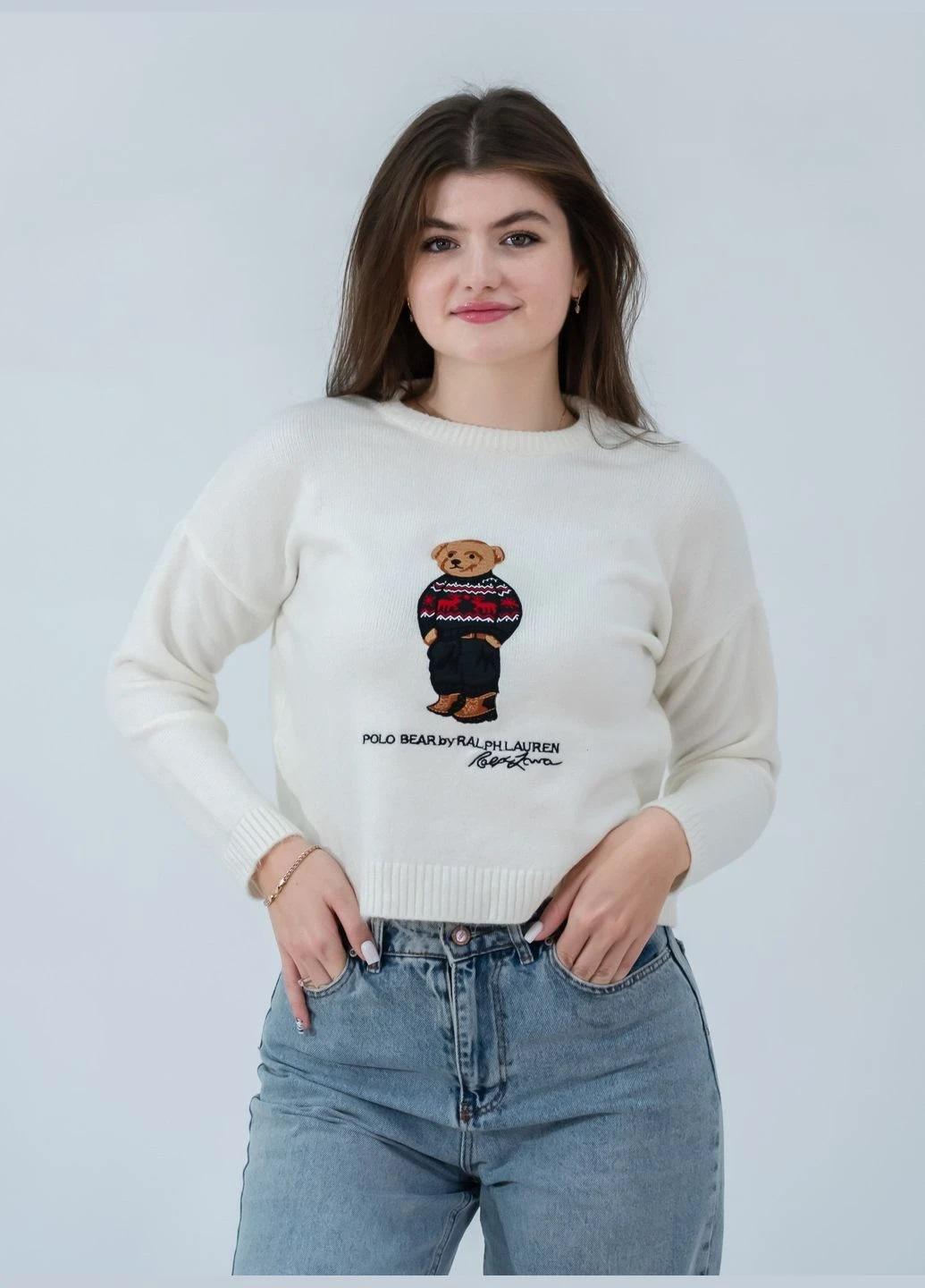 Светр жіночий Ralph Lauren POLO Bear PLR-3101 M White - фото 4