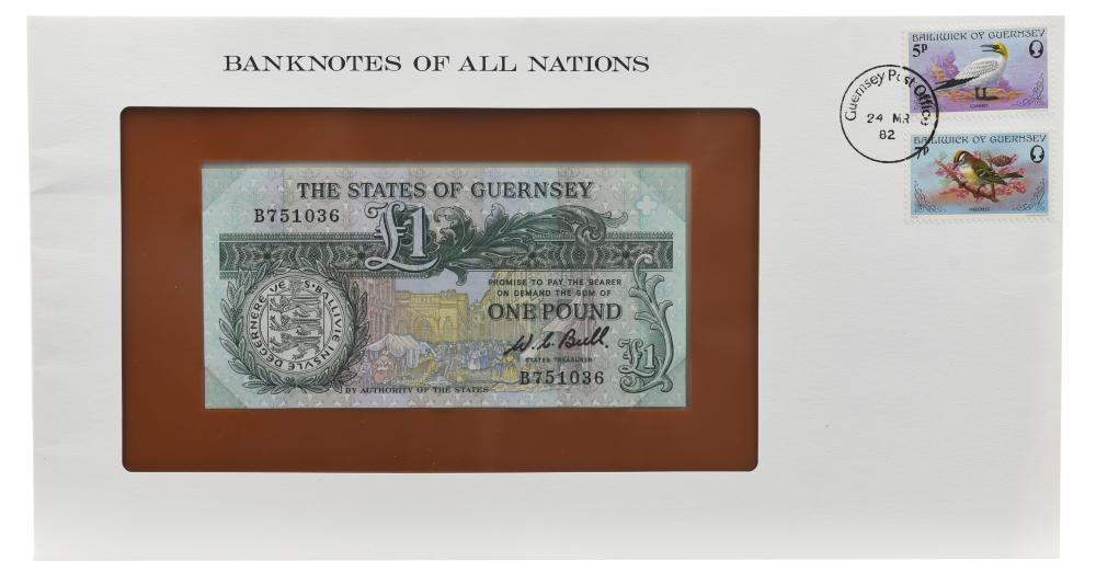 Колекційна банкнота Гернсі 1 фунт 1980 UNC Signature-Bull у конверті (Б20663)