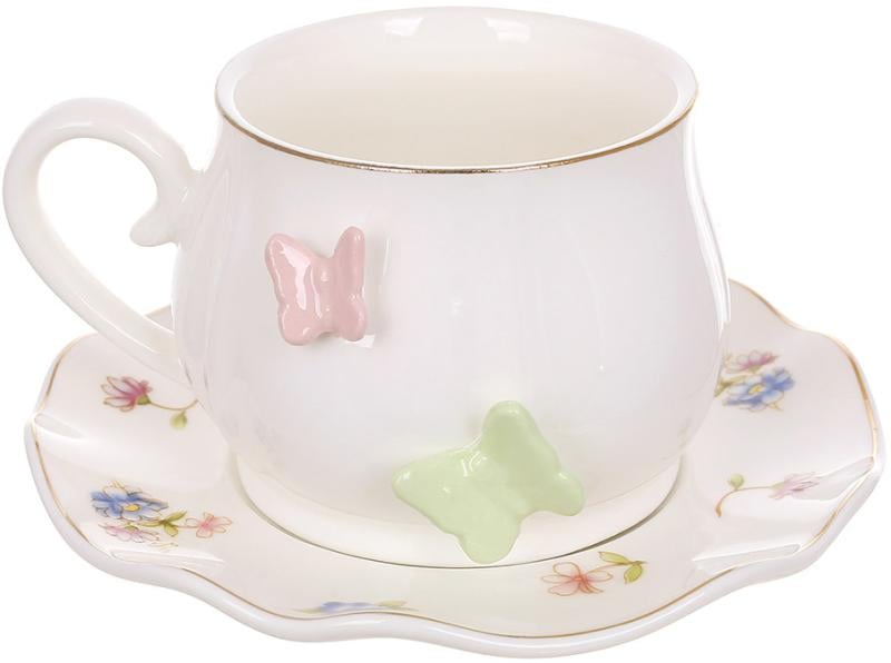 Набор фарфоровый набор Бабочка Флорал 6 чашек 240 мл и 6 блюдец