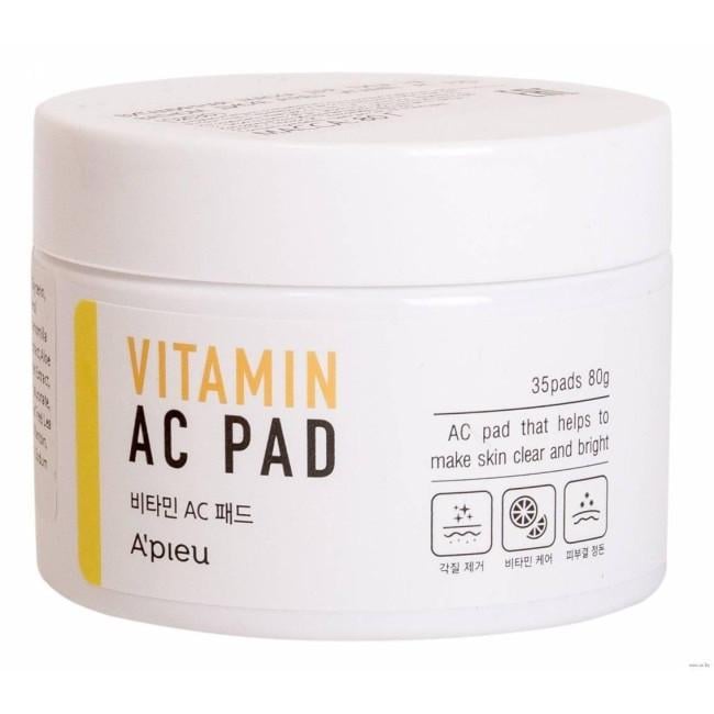 Пилинг-диски для очищения пор и сияния кожи A'PIEU Vitamin AC Pad с витамином С 35 шт. Пилинг-диски для очищения пор и сияния кожи A'PIEU Vitamin AC Pad с витамином С 35 шт.