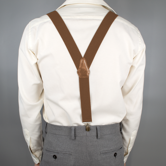 Подтяжки мужские резинка 35Y регулируемые на зажимах Светло-коричневый (2425541585) - фото 2