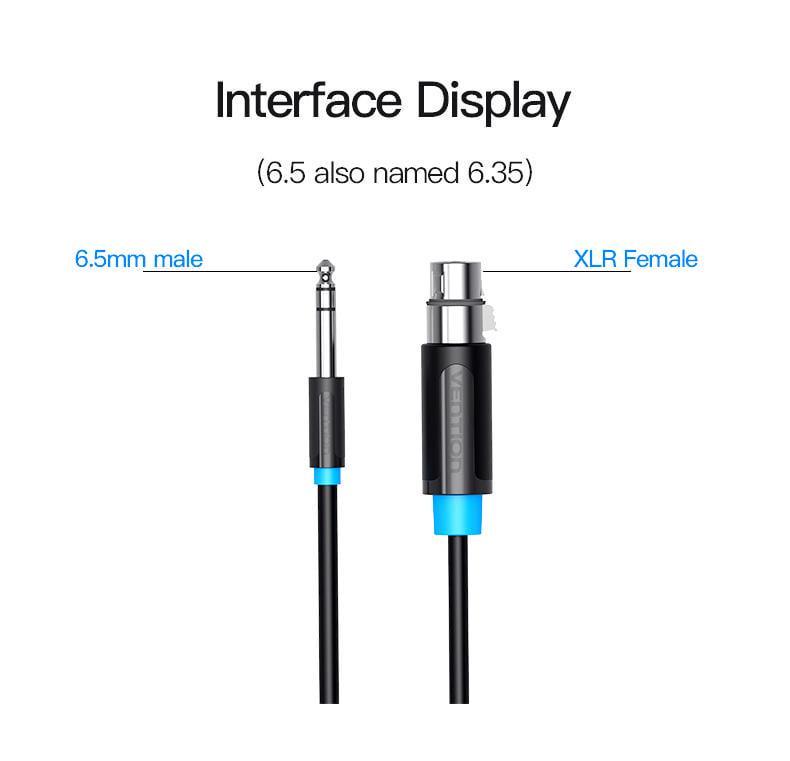 Кабель Vention XLR мама-6.5 мм Jack папа аудио для микшера 2 м Черный (BBEBH) - фото 7