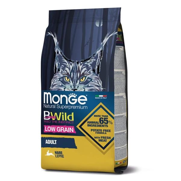 Корм для кошек сухой Monge Cat Bwild Low Grain мясо зайца 1,5 кг (000025588)