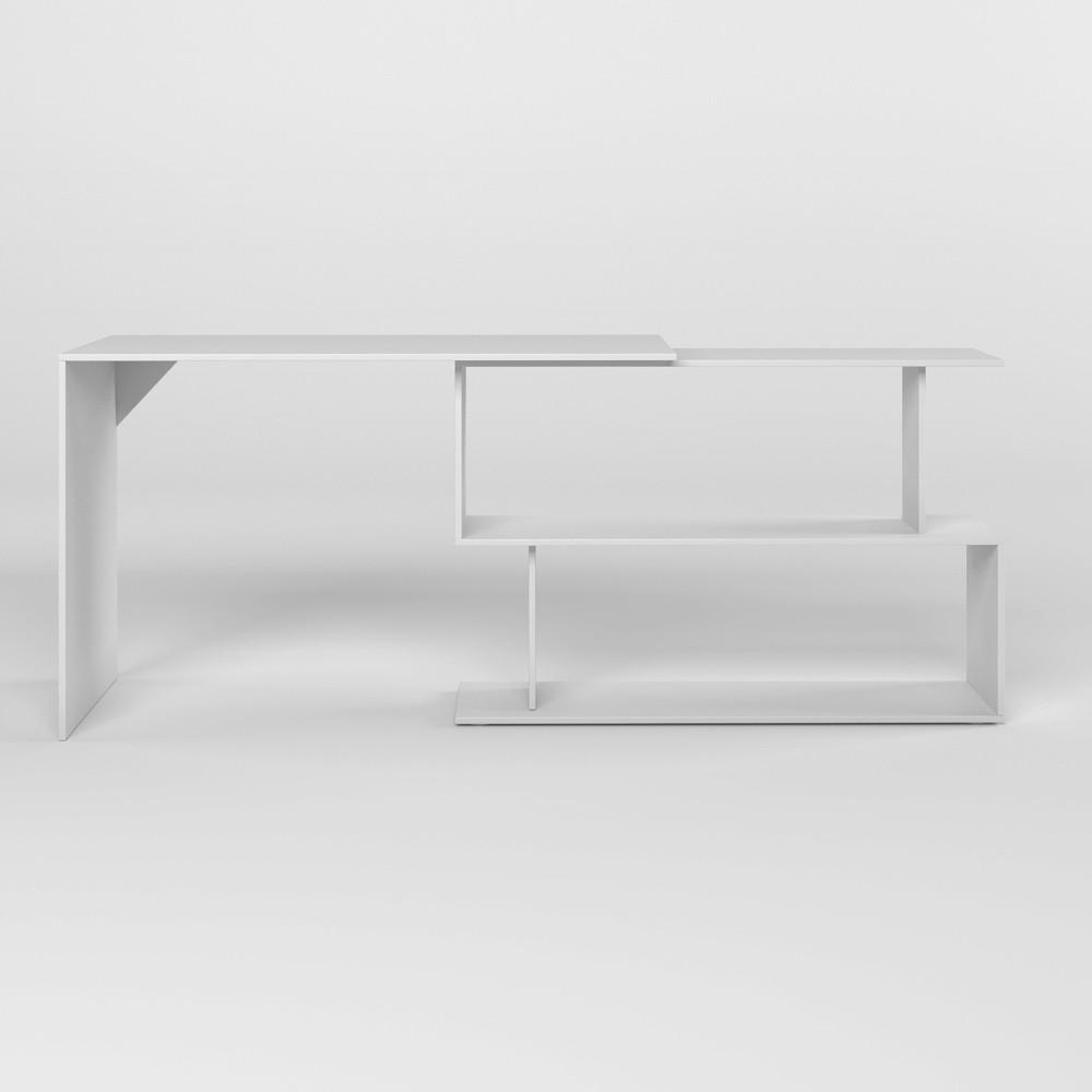 Компьютерный стол поворотный с полками М-Зон Джеко 1200 Нимфея Альба (MZN-031031) - фото 4