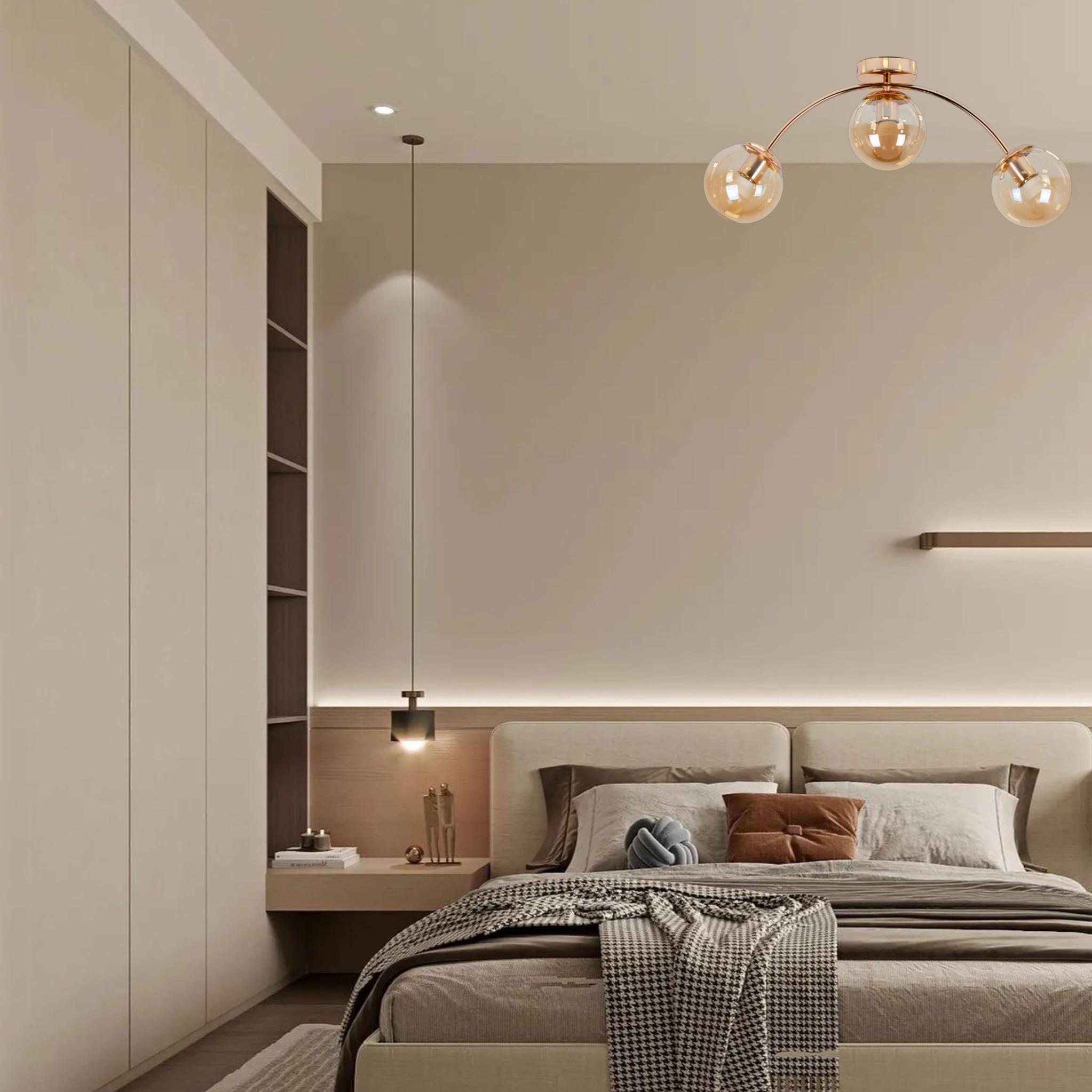 Люстра стельова з 3 плафонами-кулями (52-9907-3 GOLD+BR) - фото 3