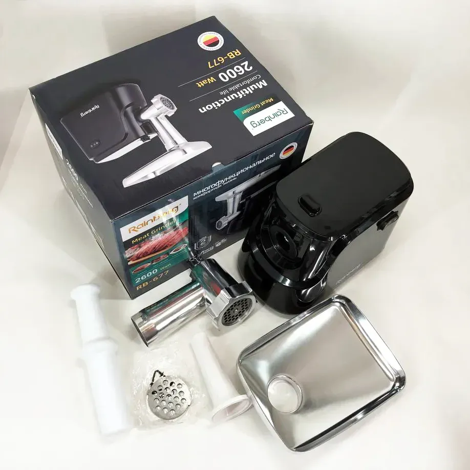 М'ясорубка електрична Rainberg RB-677 з насадкою для ковбас 2600 Вт (ML-04368) - фото 5 М'ясорубка електрична Rainberg RB-677 з насадкою для ковбас 2600 Вт (ML-04368) - фото 5