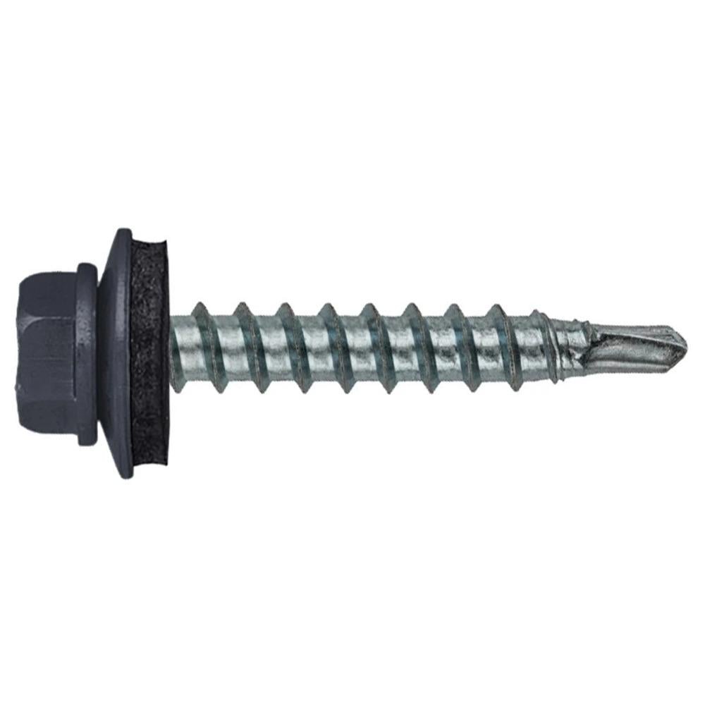 Комплект саморезов кровельных с резиновой шайбой EDPM 4,8х35 RAL 7024 по дереву 250 шт. Серый графит (30584225) Комплект саморезов кровельных с резиновой шайбой EDPM 4,8х35 RAL 7024 по дереву 250 шт. Серый графит (30584225)