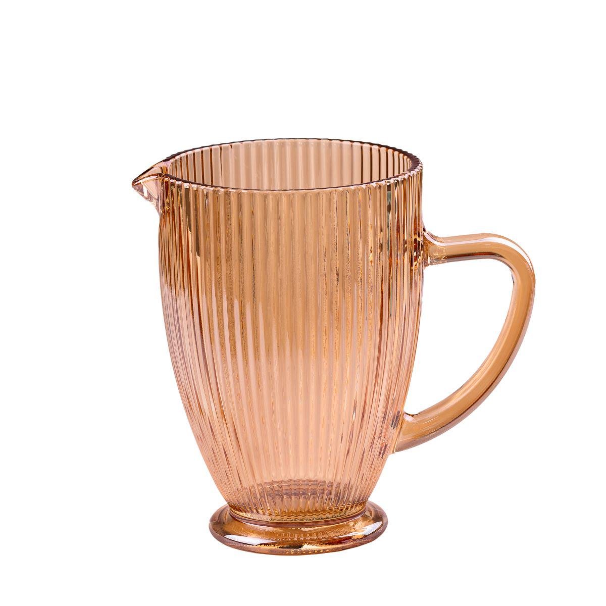 Кувшин для напитков ребристый с толстого стекла 1,2 л Янтарный (3229)