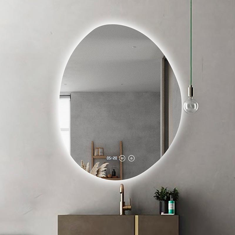 Зеркало Dusel LED DE-M1020 с сенсорным включением/подогревом часы/температура 80х60 см (606524)