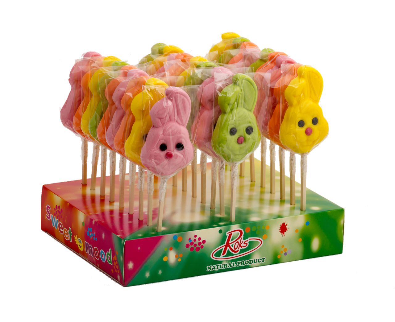 Леденцы на палочке ROKS Кролик 60 г 27 шт. 1,62 кг (14)