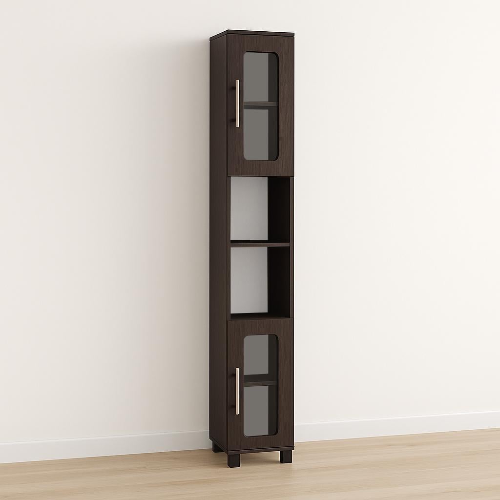 Шкаф-пенал для ванной с дверцами и полками F-16 300х300х1900 мм Венге Магия