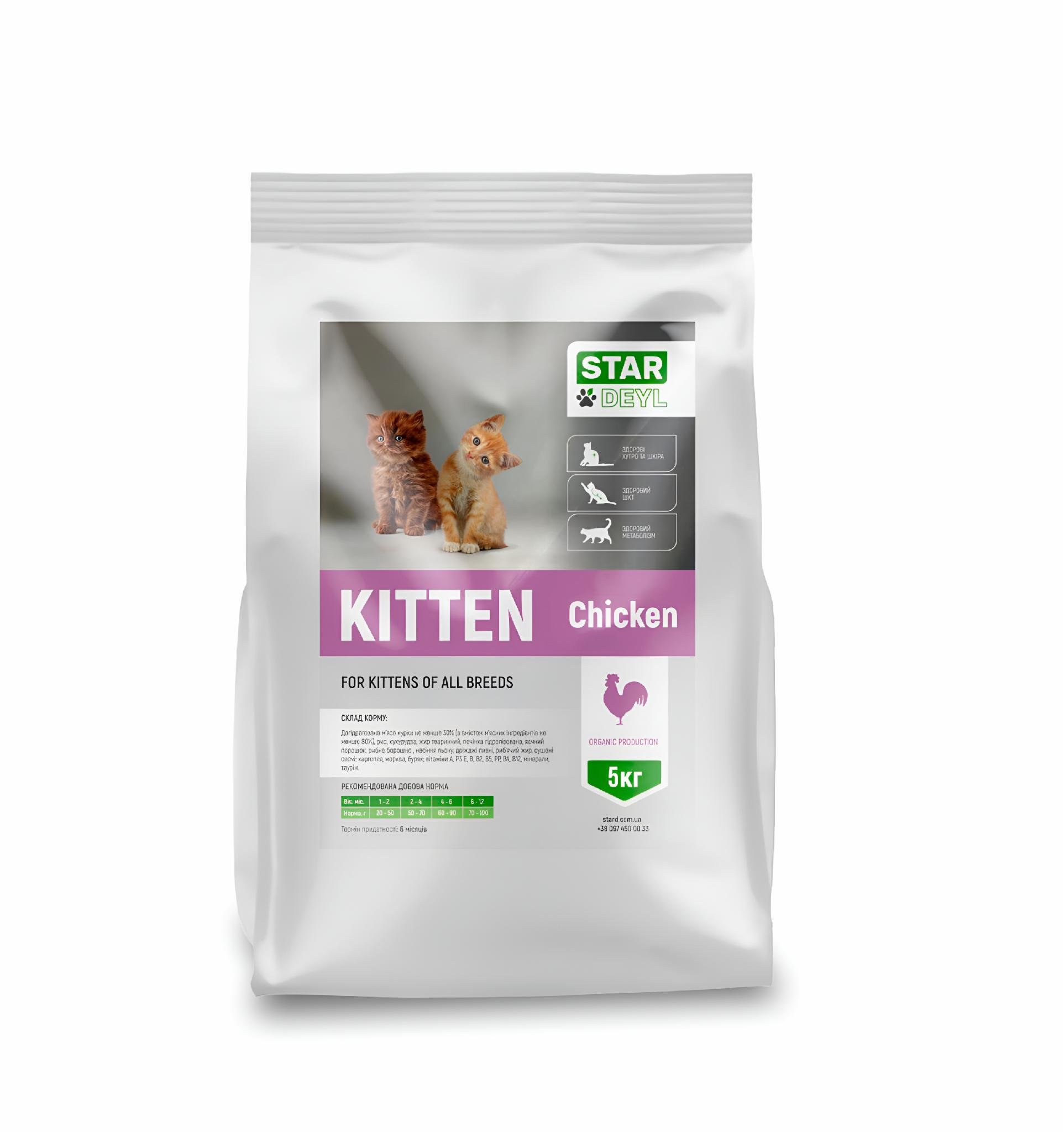 Корм для кошек сухой Kitten Chicken 5 кг