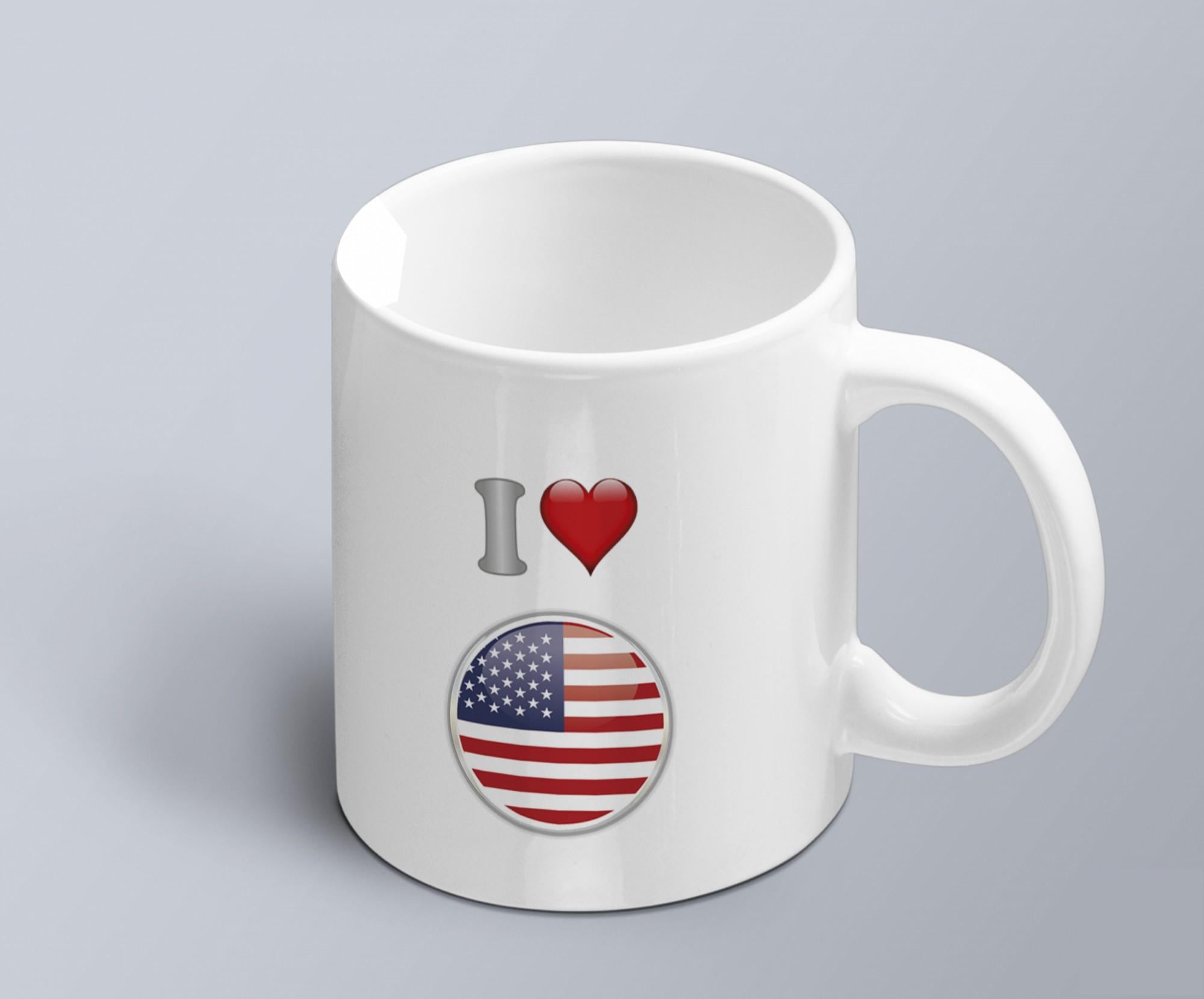 Чашка с принтом я люблю США с изображением флага (02010109004)