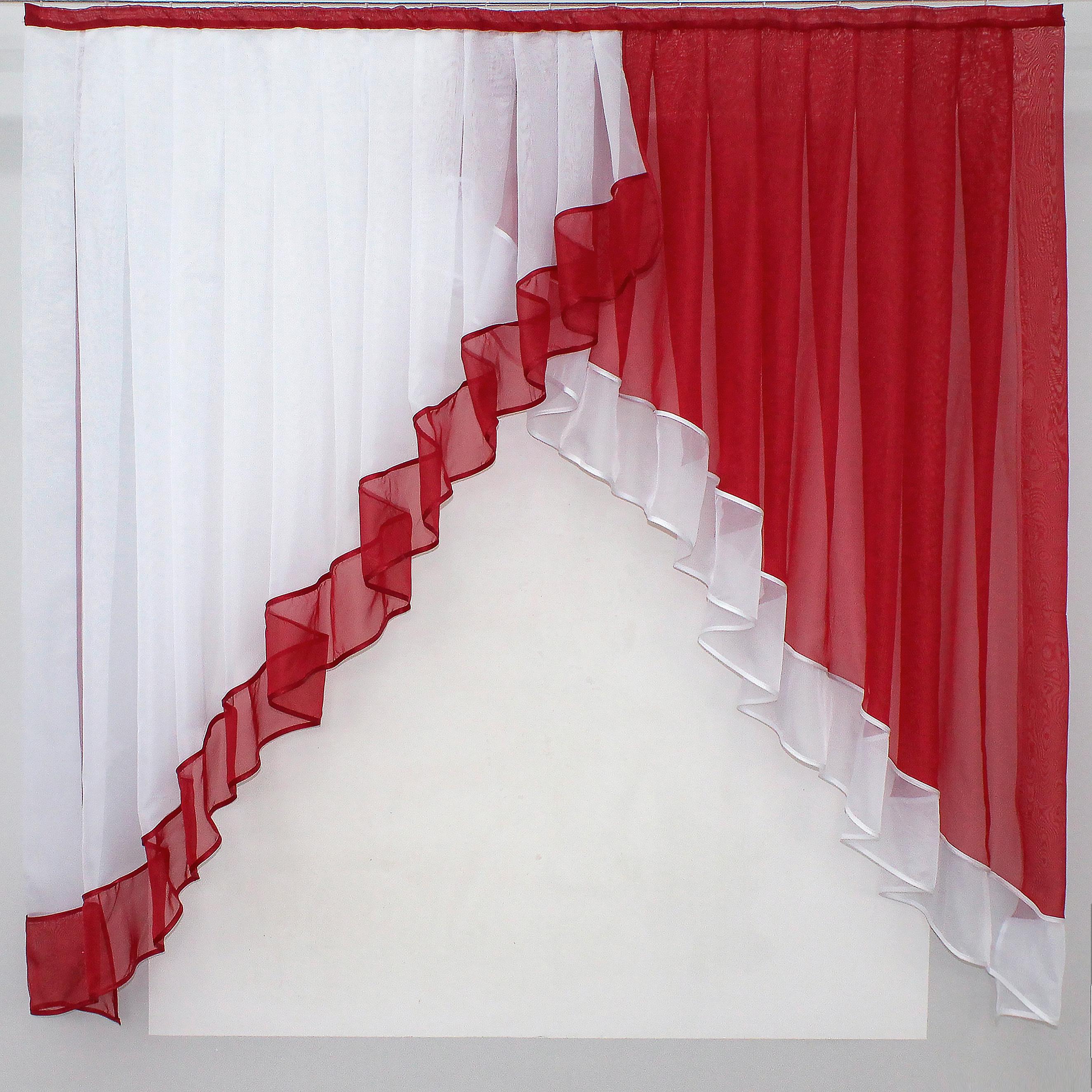 Занавеска кухонная VR-Textil № 023к 150х150 см Белый/Красный (50-092) - фото 1