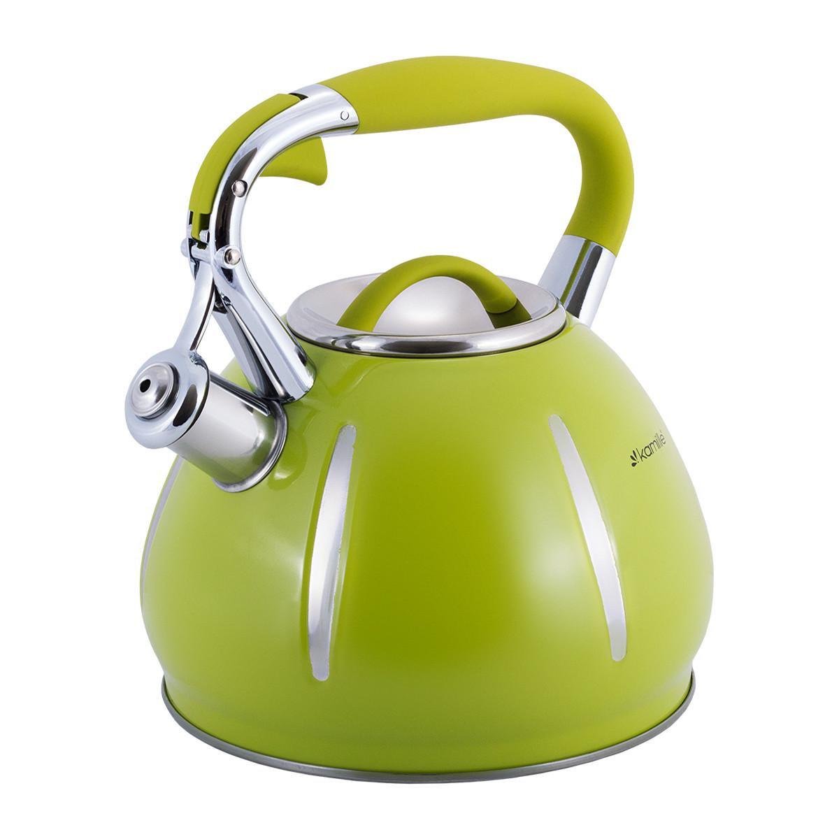 Чайник із свистком Kamille KM-0691А із нержавіючої сталі 3 л Зелений (150-84-0691А) - фото 1 Чайник із свистком Kamille KM-0691А із нержавіючої сталі 3 л Зелений (150-84-0691А) - фото 1