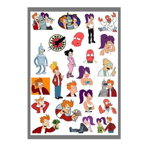 Стикеры наклейки Футурама А3 лист (stik_250)