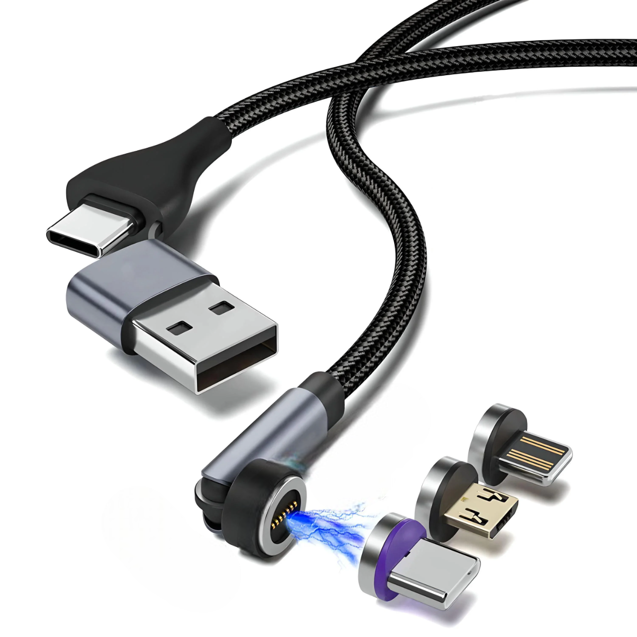 Кабель магнитный для быстрой зарядки Kayfovo-CA-69 USB-C/A/100W 3A для Micro USB Type C Lightning IOS Android 2 м (28918)