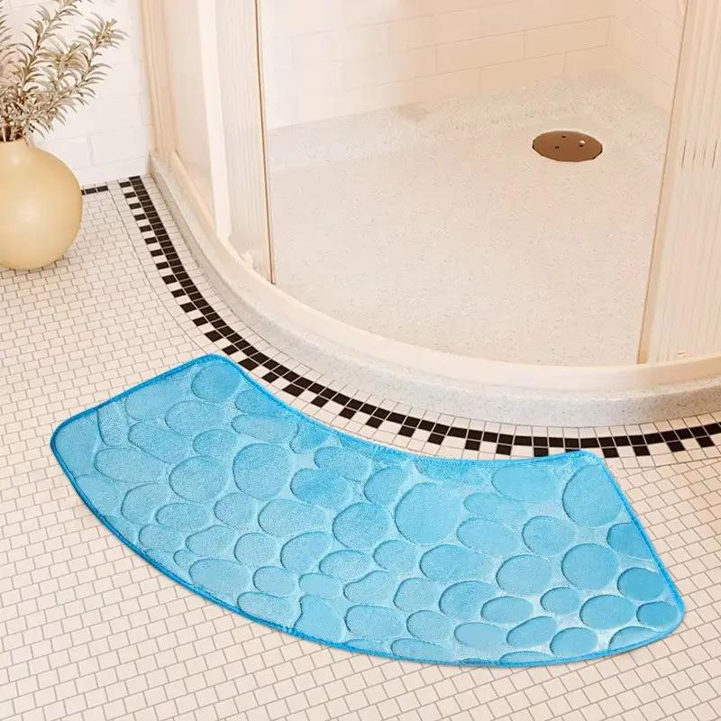 Килимок для ванної / душової вигнутий Антиковзаючий «Stones» 30х100 см Вологопоглинаючий Блакитний (7802530) - фото 2 Килимок для ванної / душової вигнутий Антиковзаючий «Stones» 30х100 см Вологопоглинаючий Блакитний (7802530) - фото 2