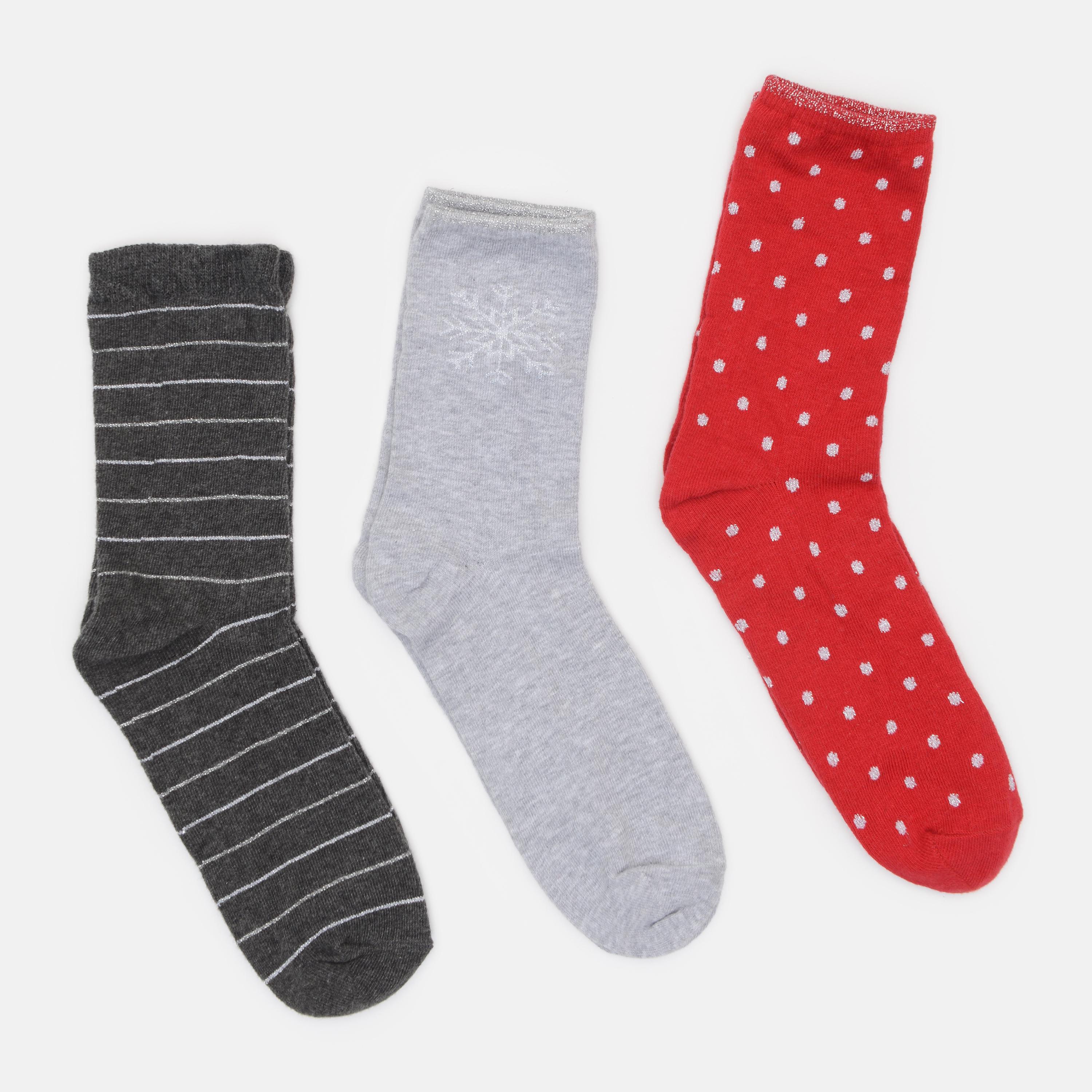 Носки C&A 3 пары р. 35-38 Серый/Красный (240985471)