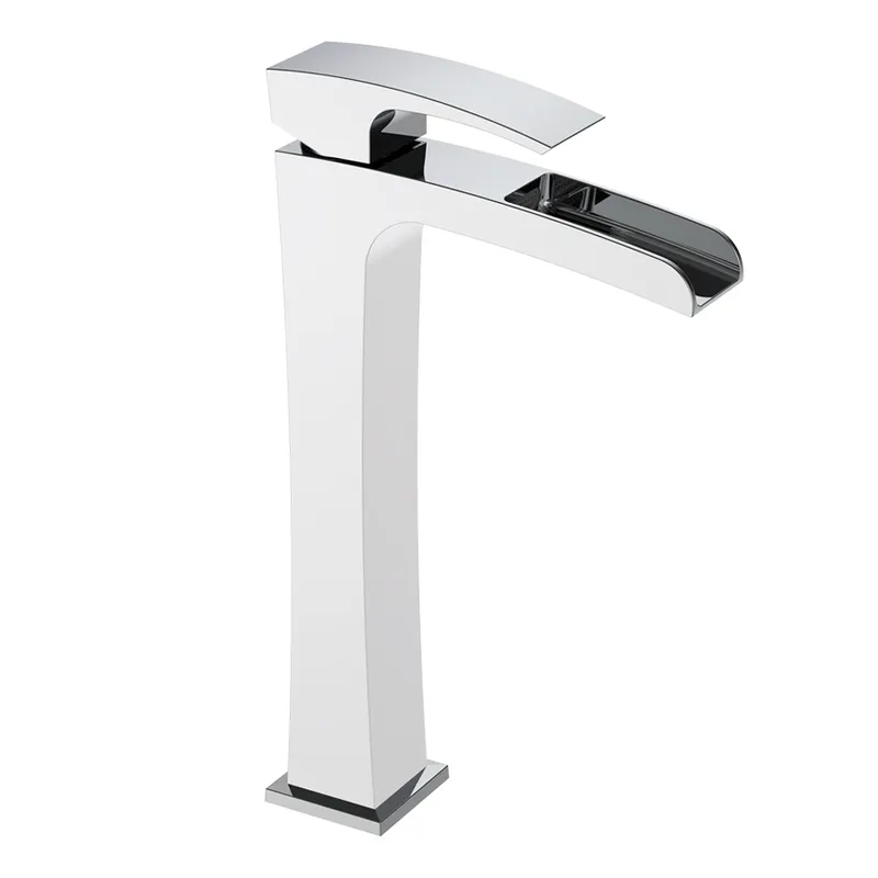 Смеситель для умывальника Koer KB-15007-04 высокий водопад из латуни Белый (KR5156)