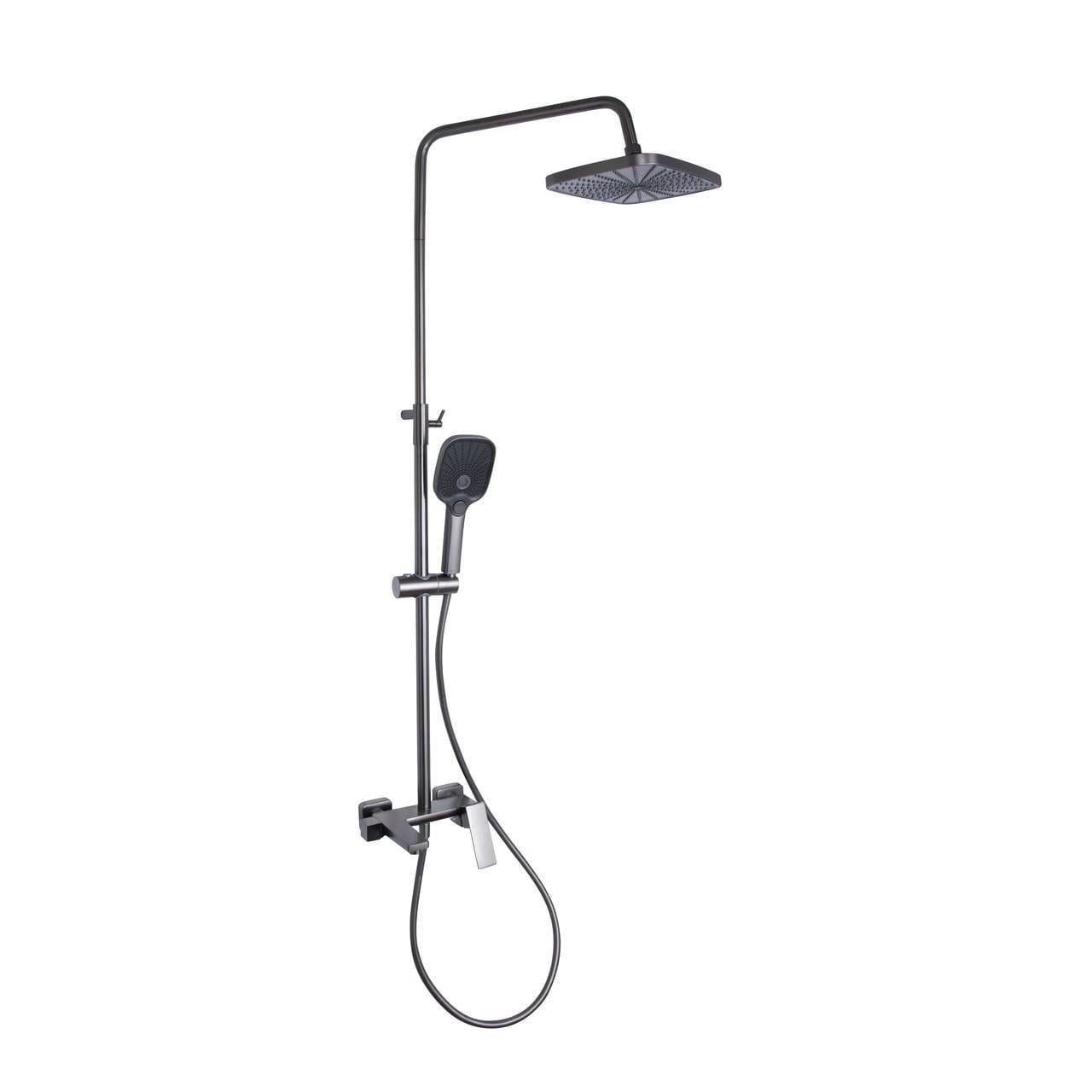 Душевая система универсальная Qtap Gemini QTGEM111GMB45688 на 3 потребителя с изливом Gunmetal Black PVD (2581227579)