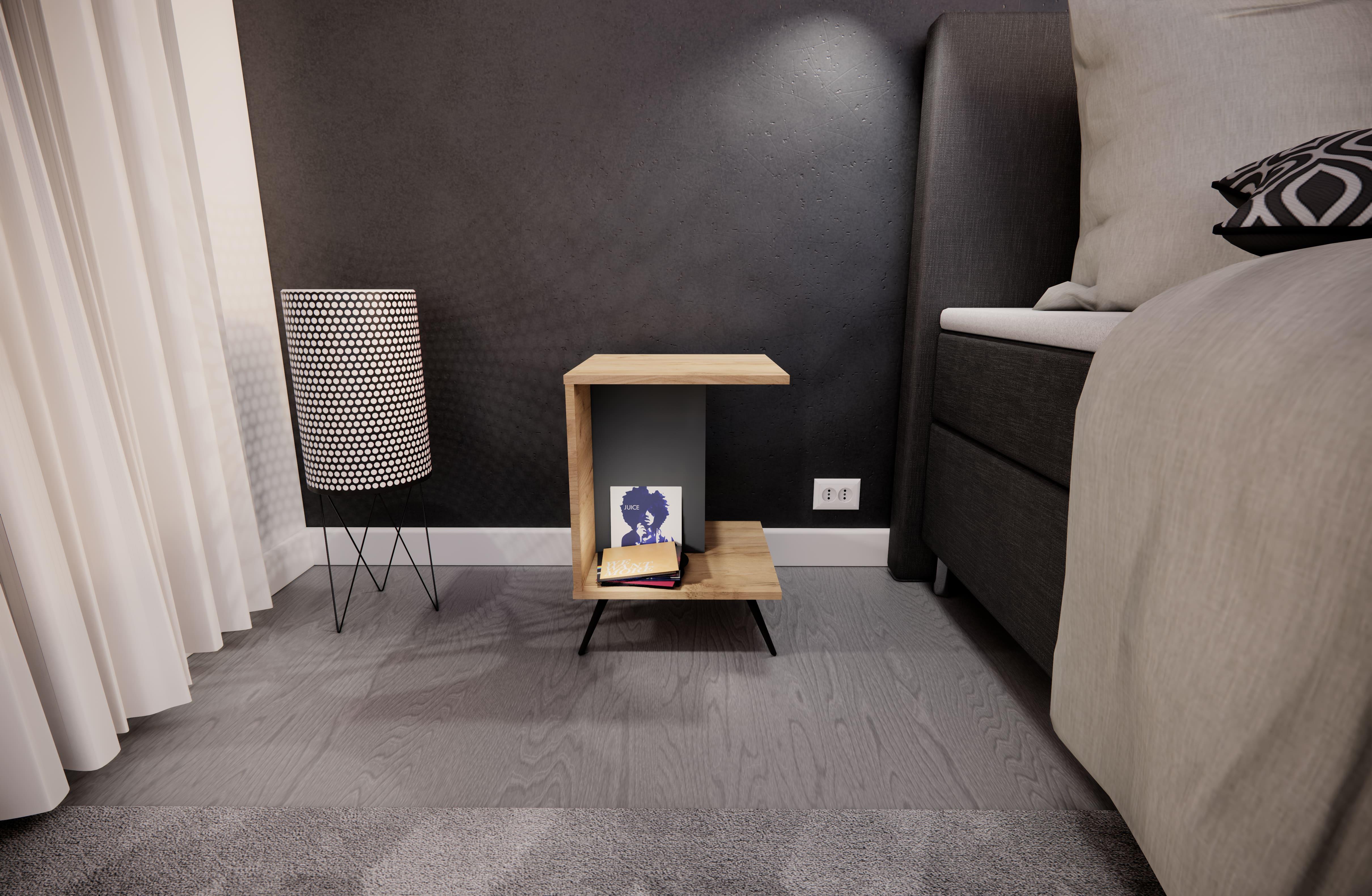 Тумба приліжкова MEBEX VS MINI Дуб Крафт/Сірий темний (VSMINIDCDG)