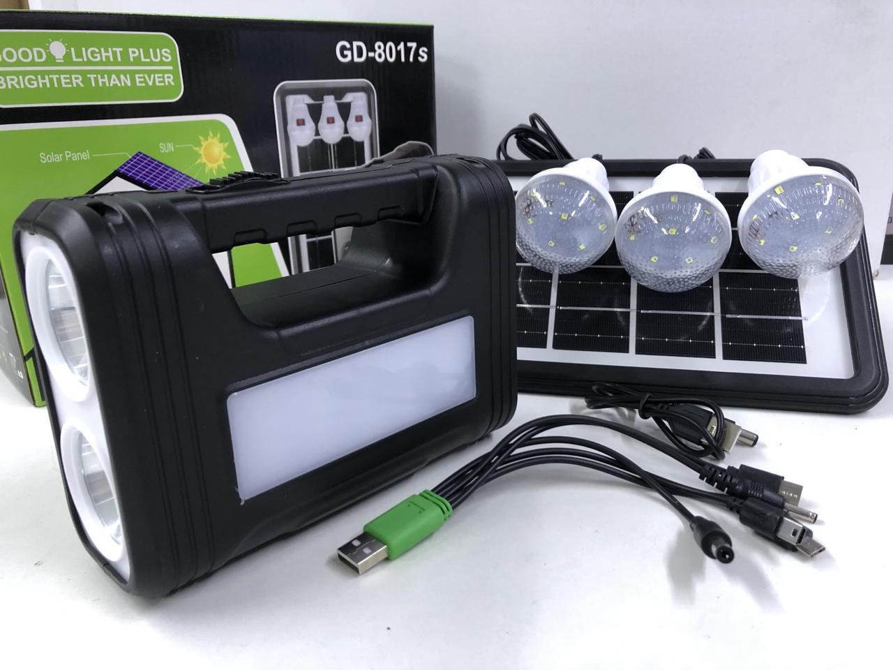 Система освітлення GDPLUS із сонячною панеллю USB повербанк (GD 8017) - фото 2 Система освітлення GDPLUS із сонячною панеллю USB повербанк (GD 8017) - фото 2