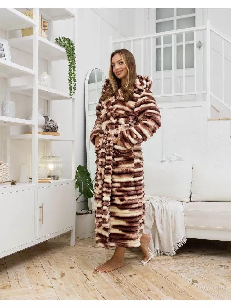 Халат домашний махровый женский L Коричневый (Д-Al-sharpey-halat-019)