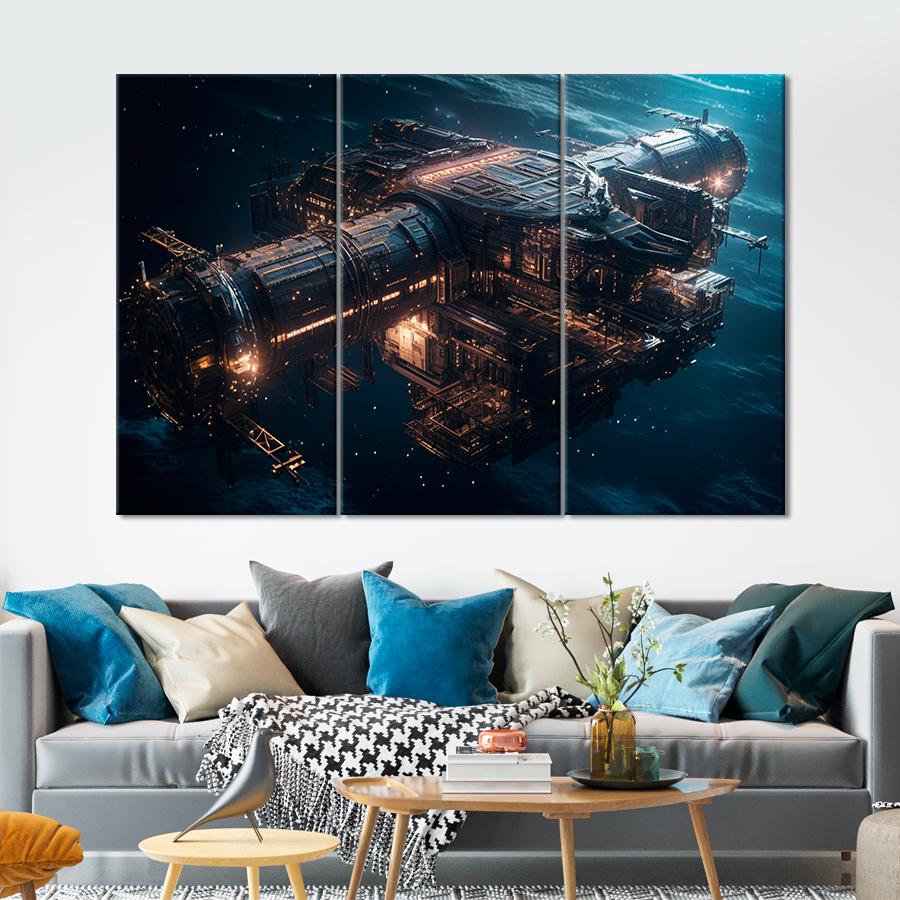 Картина космос Большой корабль в космосе 128x81 см (A1304-3)