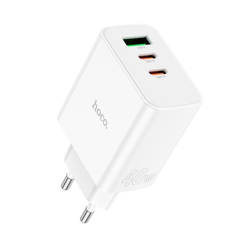 Зарядное устройство сетевой Hoco Pure power three-port C126A USB 2Type-C 40 W 3 A (584775) - фото 3
