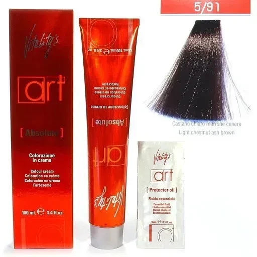 Крем-краска для волос с масляным коктейлем Vitality's Art Absolute Hair Color Cream 5/91 Пепельно-шоколадный светлый шатен 100 мл