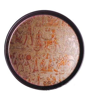 Піднос круглий з малюнком пластиковий 35 см Коричневий