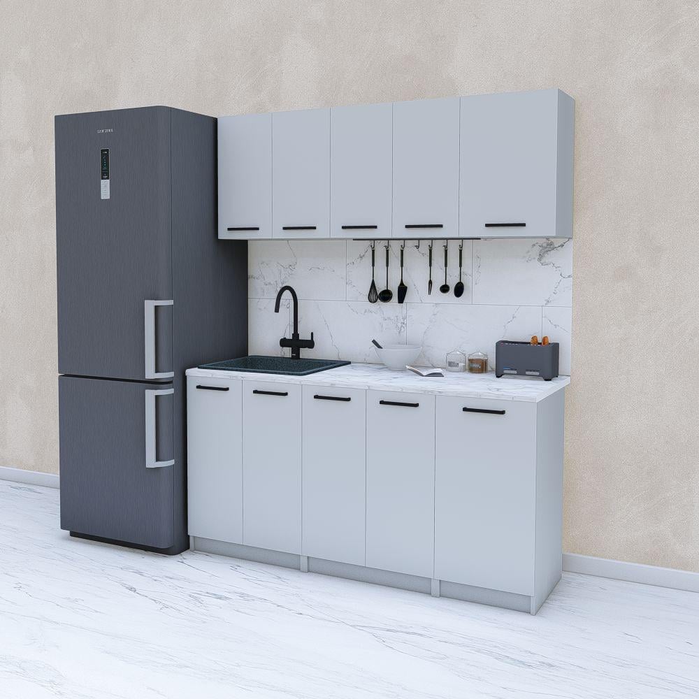 Кухня готова 1,6 м 160 см Світло-сірий (МП43) - фото 1 Кухня готова 1,6 м 160 см Світло-сірий (МП43) - фото 1