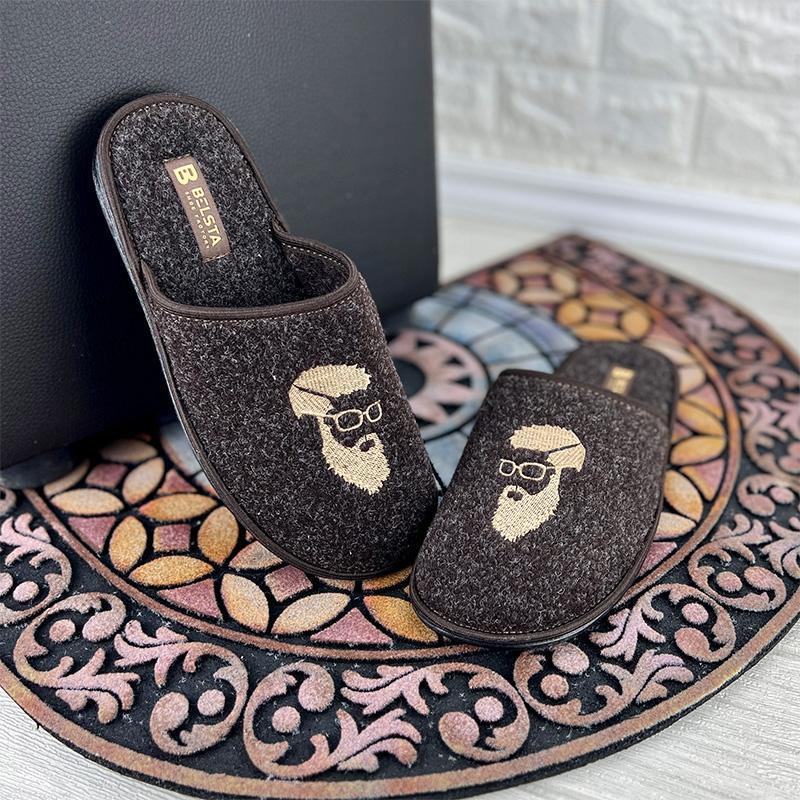 Домашні тапочки чоловічі БЕЛСТА VS-0005-2-2 фетрові 26,5 см p. 41 Коричневий (61225925)