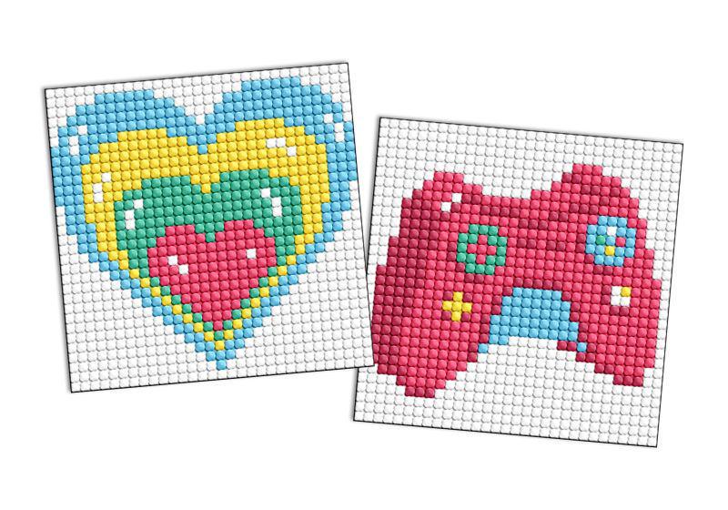 Алмазная мозаика на стикере Ideyka Сердце и джостик из 2 сюжетов 9х9 см (Id-AMS1192)