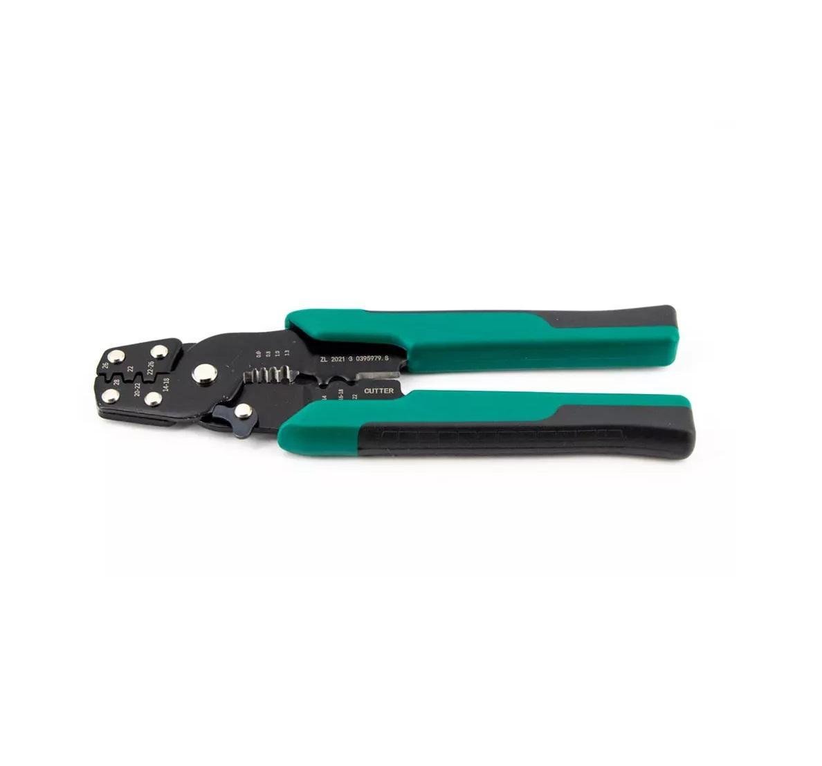 Кліщі обтискні для опресування неізольованих клем універсальні Зелений (Е051523з)