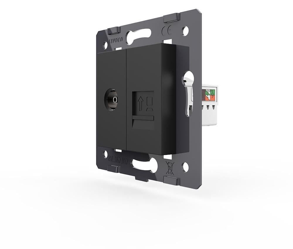 Розетка компьютерная LIVOLO RJ-45/ТВ настенная дизайнерская Черный (VL-FCCP/FCTV-2BP)