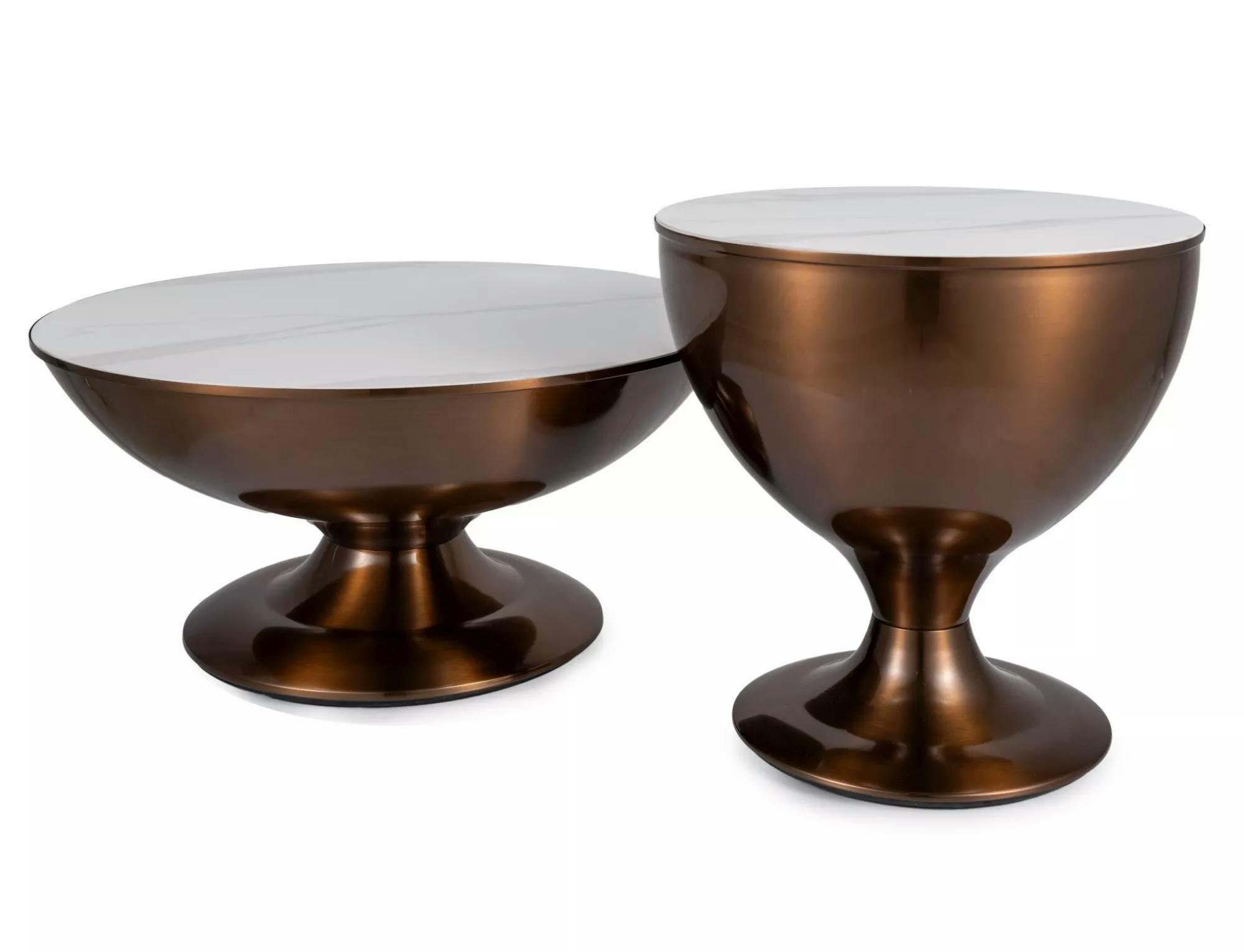 Журнальный столик Signal SALSA комплект 75/50 см Белый/медный (SALSABMI) Журнальный столик Signal SALSA комплект 75/50 см Белый/медный (SALSABMI)