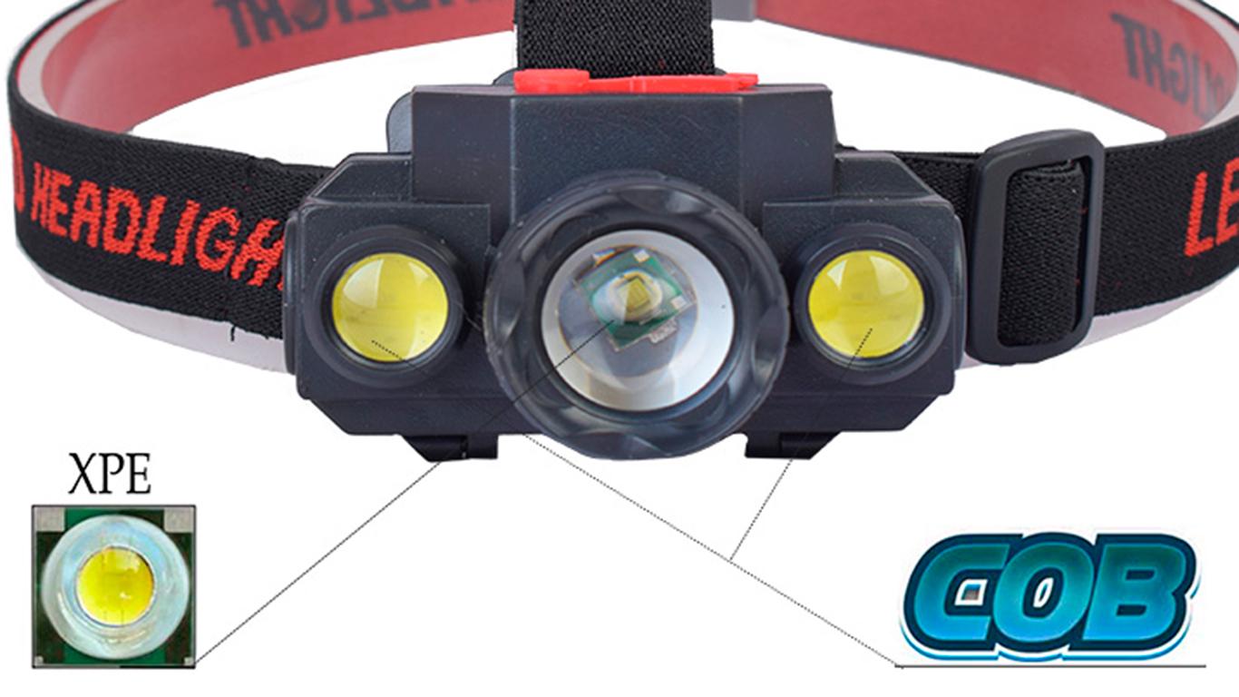 Фонарик налобный светодиодный КХ-1805 аккумуляторный Черный/Красный (1009089-Black) - фото 4