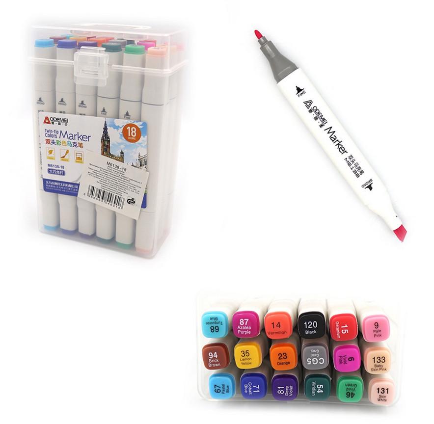 Набор двухсторонних скетчмаркеров Aodemei 18 цветов
