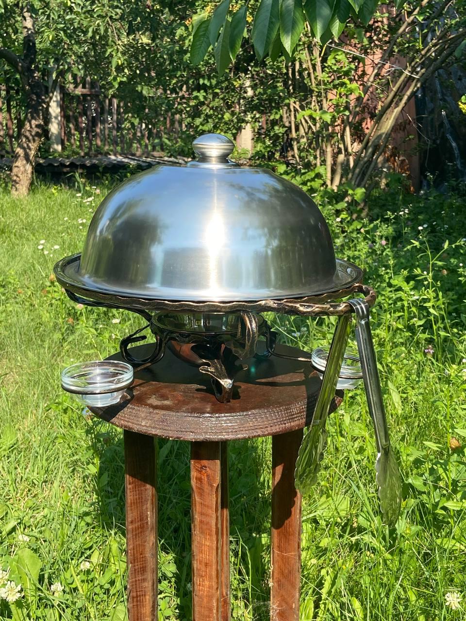 Садж для подогрева шашлыка большой с соусницами 36 см - фото 3 Садж для подогрева шашлыка большой с соусницами 36 см - фото 3