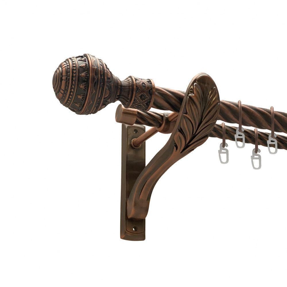 Карниз для штор Orvit Арабеска дворядний скручений 25/19 мм 300 см Антична мідь (00-00010027)