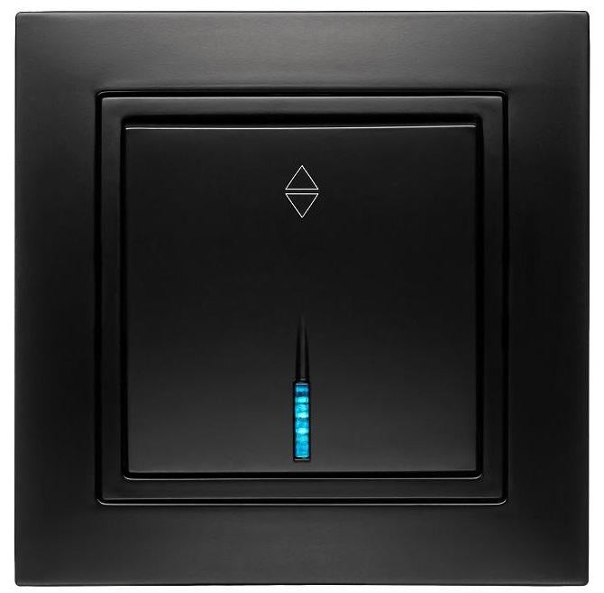 Выключатель одноклавишный проходной с LED подсветкой MARSHEL ELEGANT VS10-202 Black (VS10-202 Black)