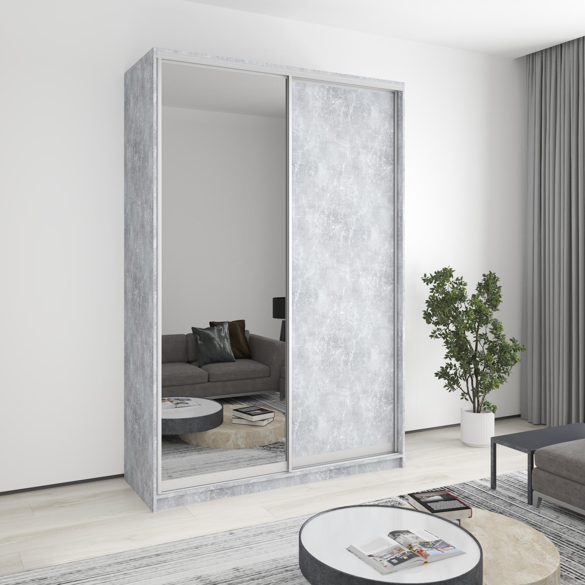 Шкаф-купе двухдверный MebelStar стандарт AL ДСП/зеркало 160x60x240 см Бетон (MBS-3768)