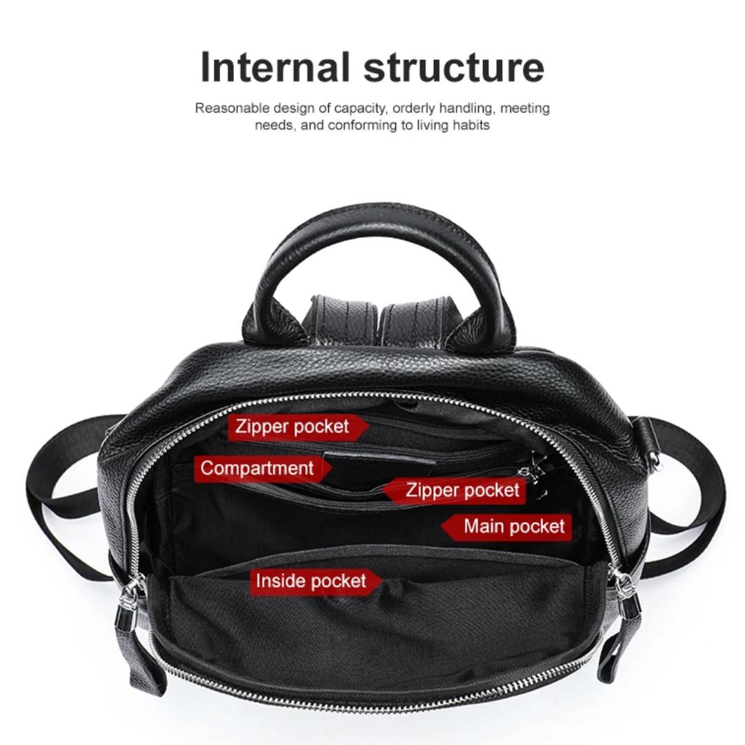 Рюкзак жіночий Lorian з натуральної шкіри з зовнішнім карманом на молнії Чорний (LR 25BG8122-black) - фото 9 Рюкзак жіночий Lorian з натуральної шкіри з зовнішнім карманом на молнії Чорний (LR 25BG8122-black) - фото 9