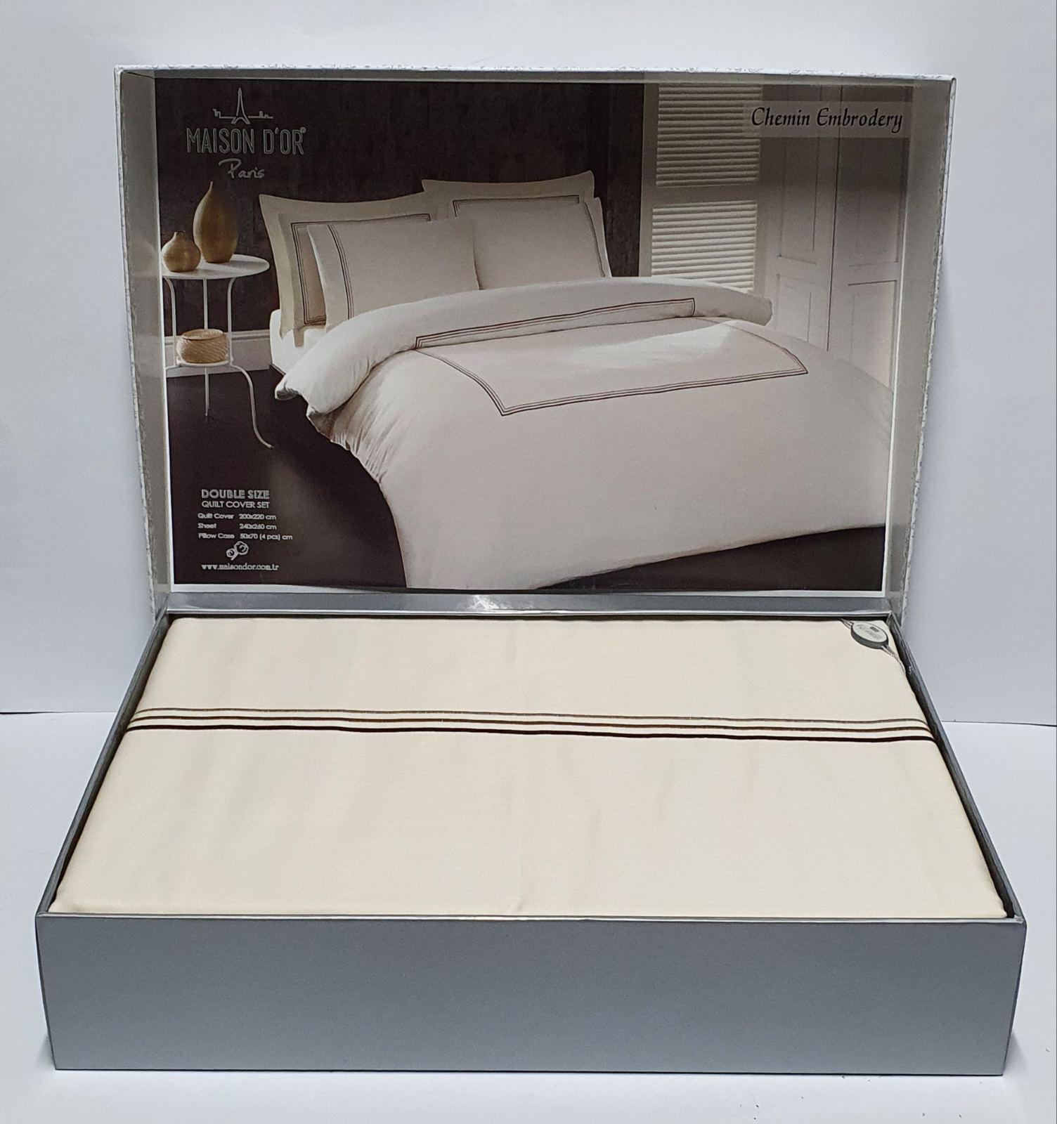 Комплект постельного белья Maison D'or Cатин 200х220 Chemin Embrodery Ecru (CN6152)